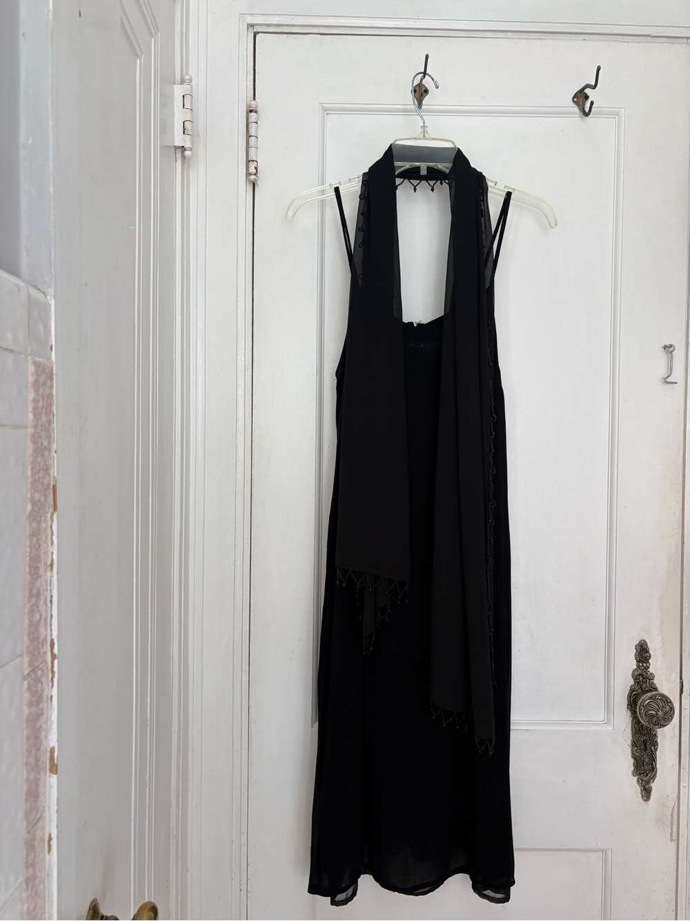 Merona Black Sleeveless Maxi Dress with Scarf Detail